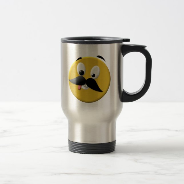 Caneca Térmica Rosto Feliz Idiota com bigode (Direita)
