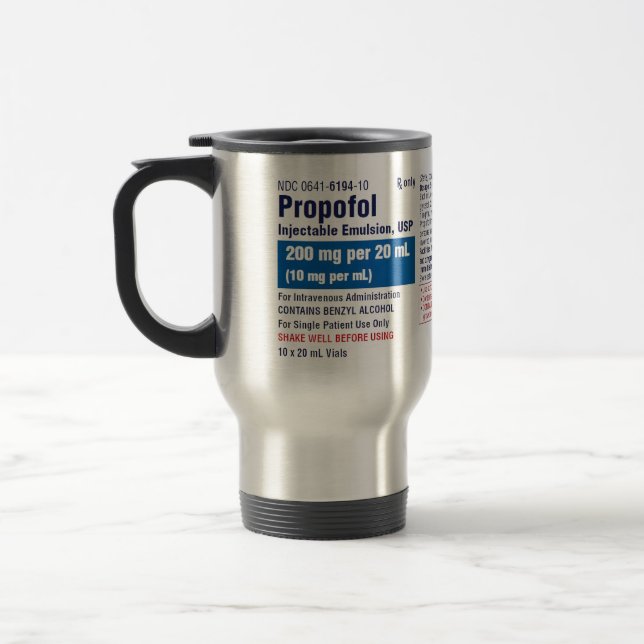 Caneca Térmica Rótulo Divertido de Propofol Médico (Esquerda)