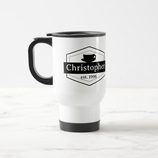 Caneca Térmica Rótulo Preto Personalizado (Esquerda)