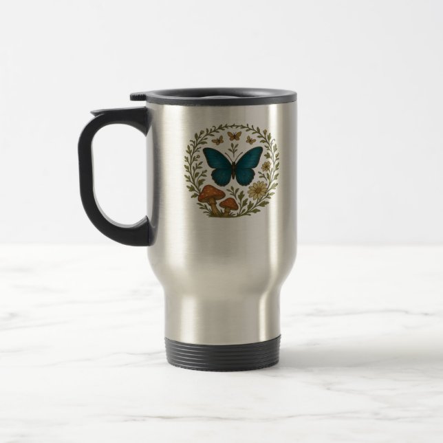Caneca Térmica Roupas Botânicas de Goblincore Borboleta Fairycore (Esquerda)