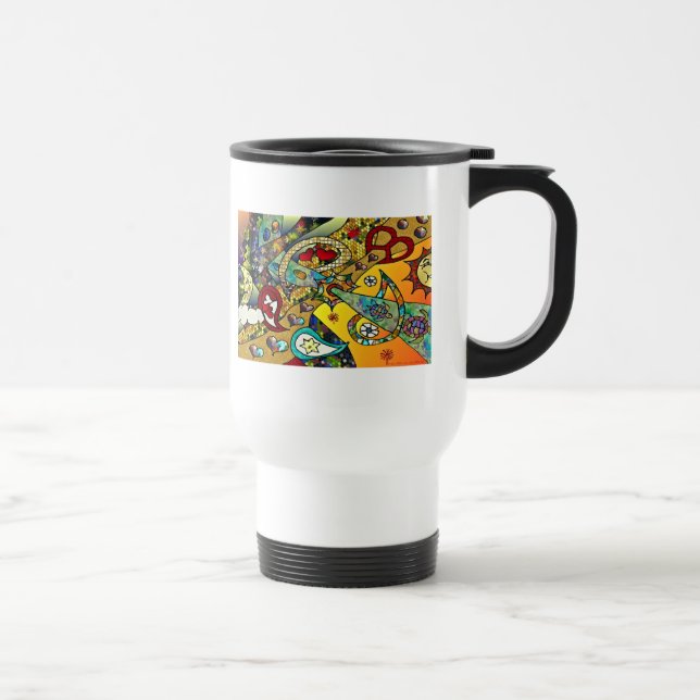 Caneca Térmica Roupas de Presentes do Ciclo de Vida Psicodélico d (Direita)