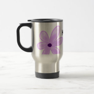 Caneca Térmica Roxo laranja abst floral aquarela adicionar nome t