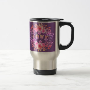 Caneca Térmica Roxo nas Flores de Aquarela