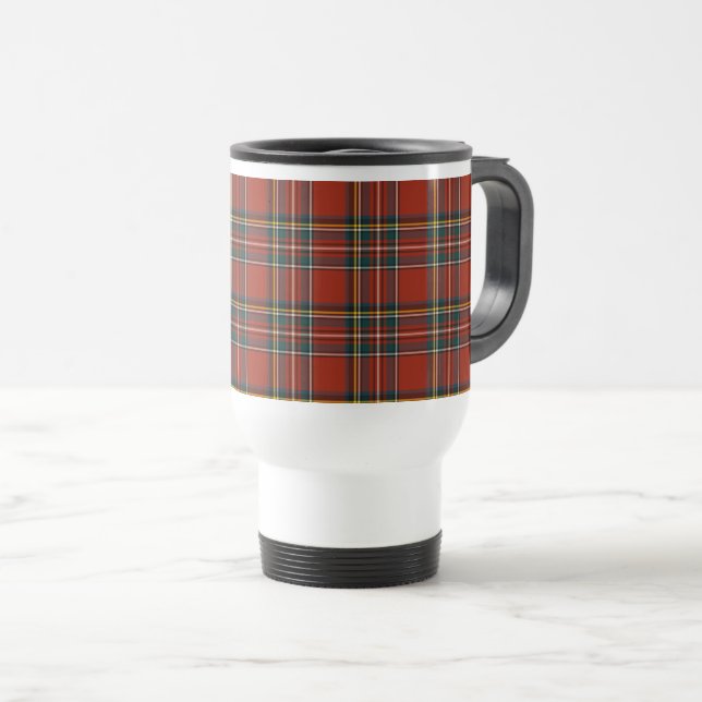 Caneca Térmica Royal Stewart Red e Blue Scottish Tartan (Frente Esquerda)