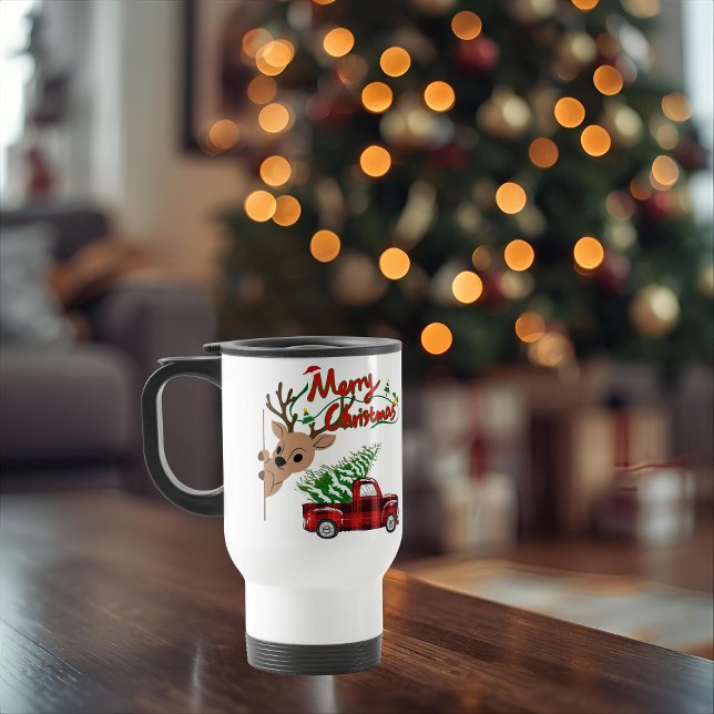 Caneca Térmica Rudolph Merry Christmas - Personalized Travel Mug (Criador carregado)