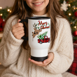 Caneca Térmica Rudolph Personalizado Feliz Natal Caminhão Antigo