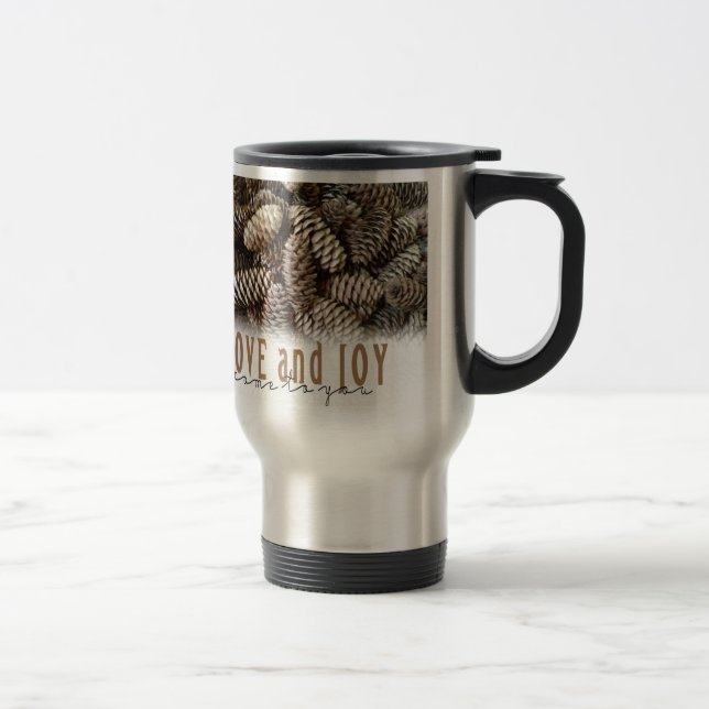 Caneca Térmica Rustic Holiday Love and Joy Pine Cone (Direita)