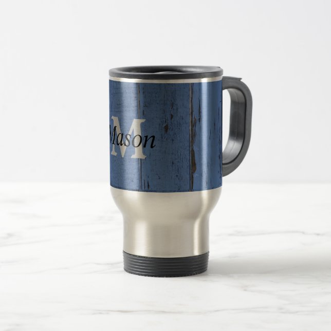 Caneca Térmica Rustic Personalized Blue Wood Handsome (Frente Esquerda)
