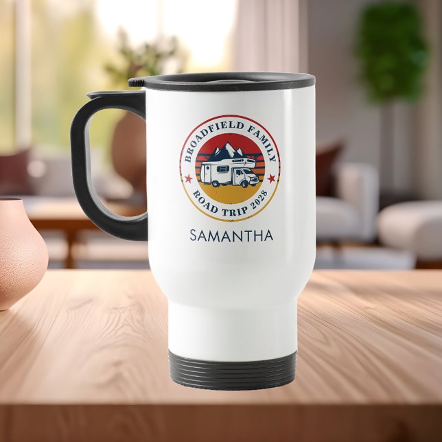Caneca Térmica RV Road Trip Correspondente Família Personalizada (RV Road Trip Matching Family Personalized Keepsake Travel Mug)