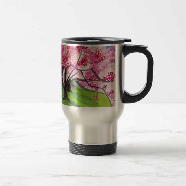 Caneca Térmica Sakura - Arte do Flor de Cereja Japonês (Direita)