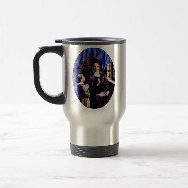 Caneca Térmica Santa Ângela Mérici Padroeira dos Educadores e  (Esquerda)