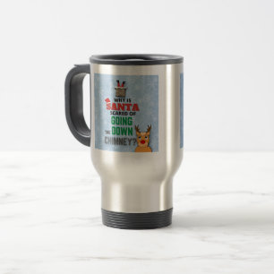 Caneca Térmica Santa Claus chimney flocos de neve engraçados azu