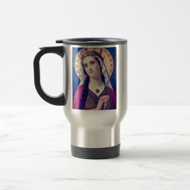 Caneca Térmica Santa Isabel da Hungria Estilo Romântico Premium (Esquerda)
