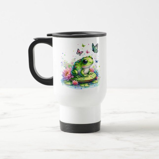 Caneca Térmica Sapo, Flores e Borboletas (Esquerda)