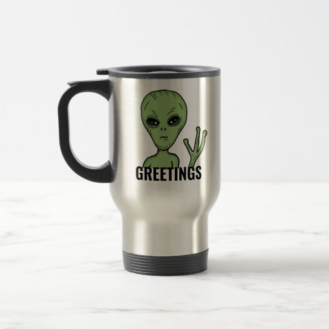 Caneca Térmica Saudações de Arte Digital da alienígena  (Esquerda)