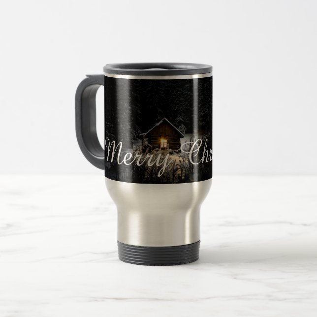 Caneca Térmica Saudações de Natal com Casa de Bruxa (Frente Esquerda)