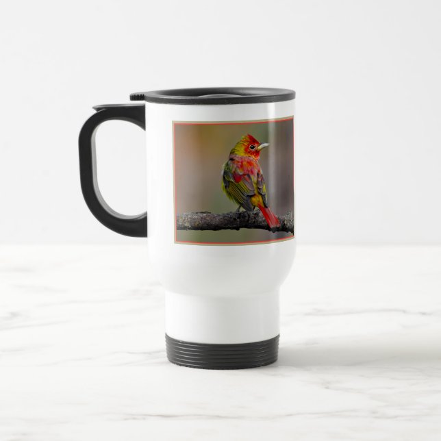 Caneca Térmica Scarlet Tanager Molting - Fotografia original (Esquerda)