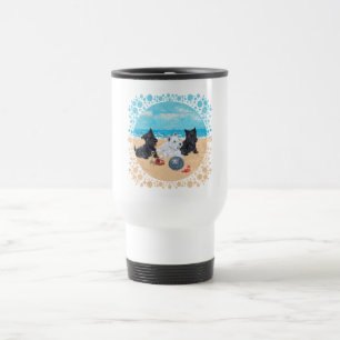 Caneca Térmica Scottie & Westie Filhotes na Praia