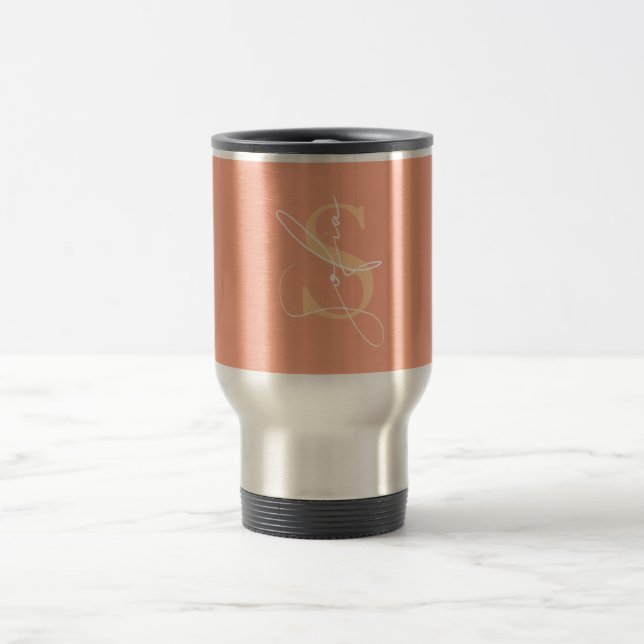 Caneca Térmica Script de Nome Personalizado Mínimo Moderno (Centro)