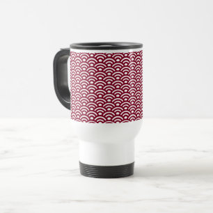 Caneca Térmica Seigaiha, Ondas, Japonês, Borgonha e Branco
