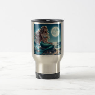 Caneca Térmica Sereia na praia à noite