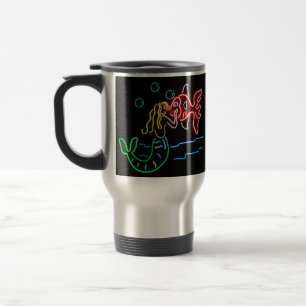 Caneca Térmica Sereia que beija peixes no néon