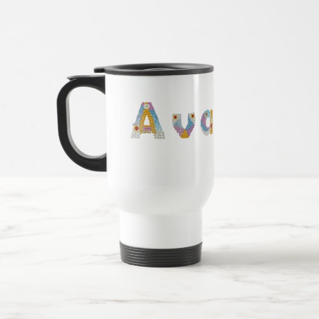 Caneca Térmica Seu nome em letras florais artísticas / Ava (Esquerda)