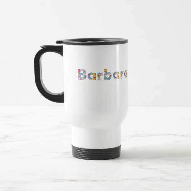 Caneca Térmica Seu nome em letras florais artísticas / Barbara (Esquerda)