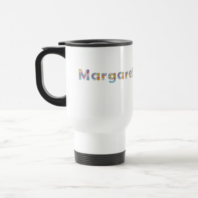 Caneca Térmica Seu nome em letras florais artísticas / Margaret (Esquerda)