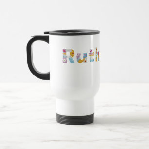 Caneca Térmica Seu nome em letras florais artísticas / Ruth