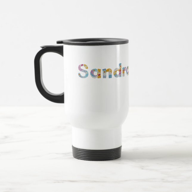 Caneca Térmica Seu nome em letras florais artísticas / Sandra (Esquerda)