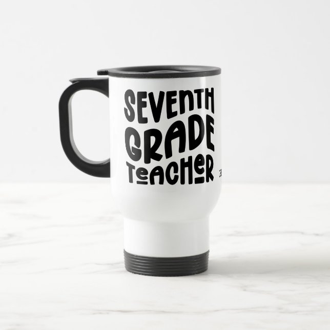 Caneca Térmica Seventh Grade Teacher Typography Design (Esquerda)
