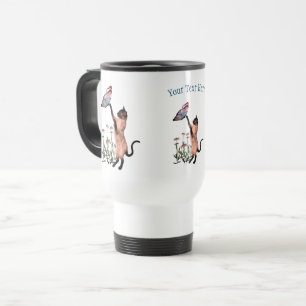 Caneca Térmica Siamês Cat Butterfly Daisy Personalizado
