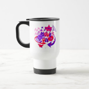 Caneca Térmica "Siga em Frente" Dizer Colorido Groovy Retro