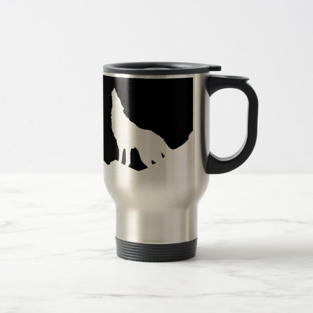 Caneca Térmica Silhouette de Pop de Arte Negra e Branca Única (Direita)