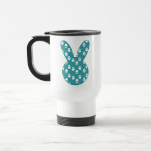 Caneca Térmica Silhueta de Coelho de Páscoa Azul Gráfico de Ovo d