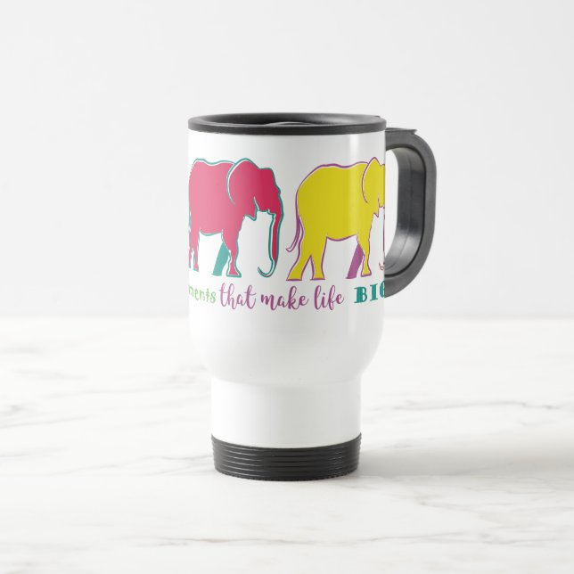 Caneca Térmica Silhueta de Elefantes Neon Inspiração Motivação (Frente Esquerda)