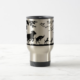 Caneca Térmica Silhueta engraçada da cabra da galinha da vaca do