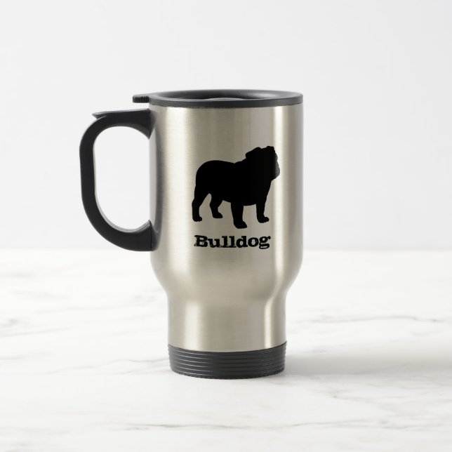 Caneca Térmica Silhuetas de Bulldog Inglês com Texto (Esquerda)