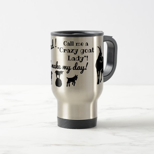 Caneca Térmica Silhuetas de cabra louca para amantes de cabras (Frente Esquerda)
