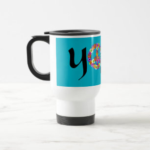 Caneca Térmica Símbolo de Paz de Yoga Floral