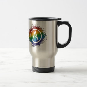 Caneca Térmica Símbolo do ateu do arco-íris