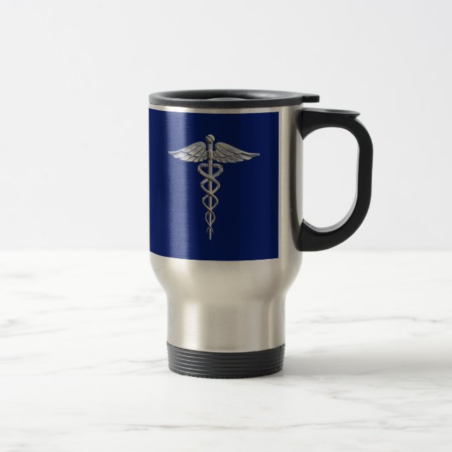 Caneca Térmica Símbolo médico do Caduceus do estilo do cromo em (Direita)