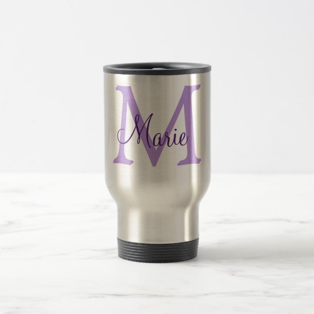 Caneca Térmica simple minimal add name monogram pink red   throw  (Centro)