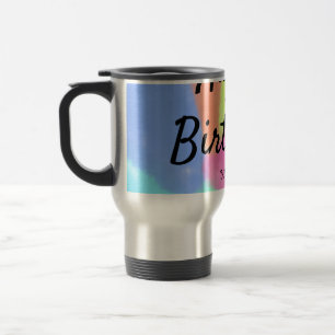 Caneca Térmica simples caligrafia feliz aniversário personalizado