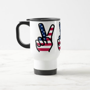 Caneca Térmica Sinal da vitória com bandeira americana