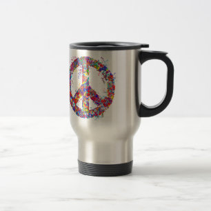 Caneca Térmica Sinal de paz, arte do gotejamento