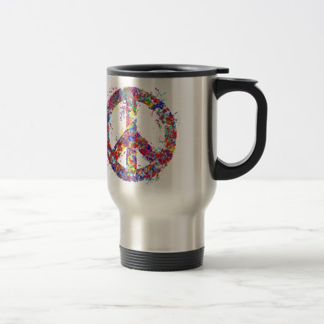 Caneca Térmica Sinal de paz, arte do gotejamento (Direita)