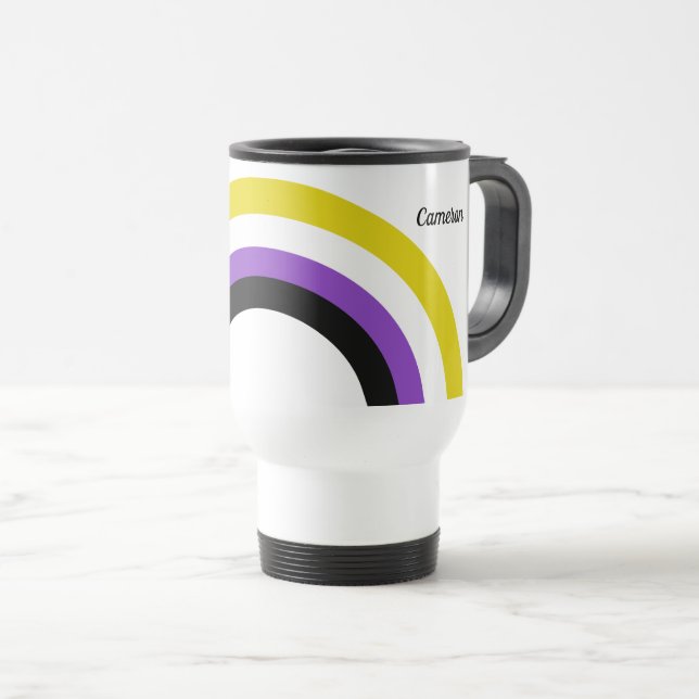 Caneca Térmica Sinalizador Não Binário do Orgulho Arco-Íris Perso (Frente Esquerda)