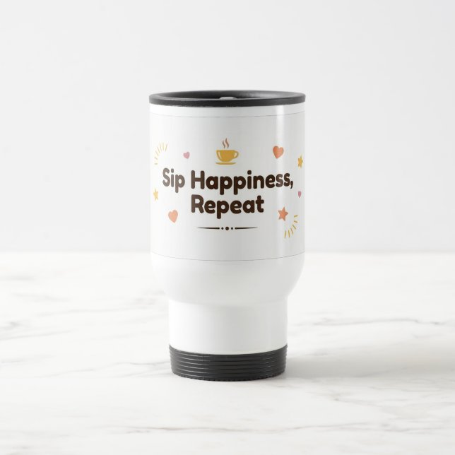 Caneca Térmica Sip Happiness, Repeat–Fun Minimalist Thermal Coffe (Centro)